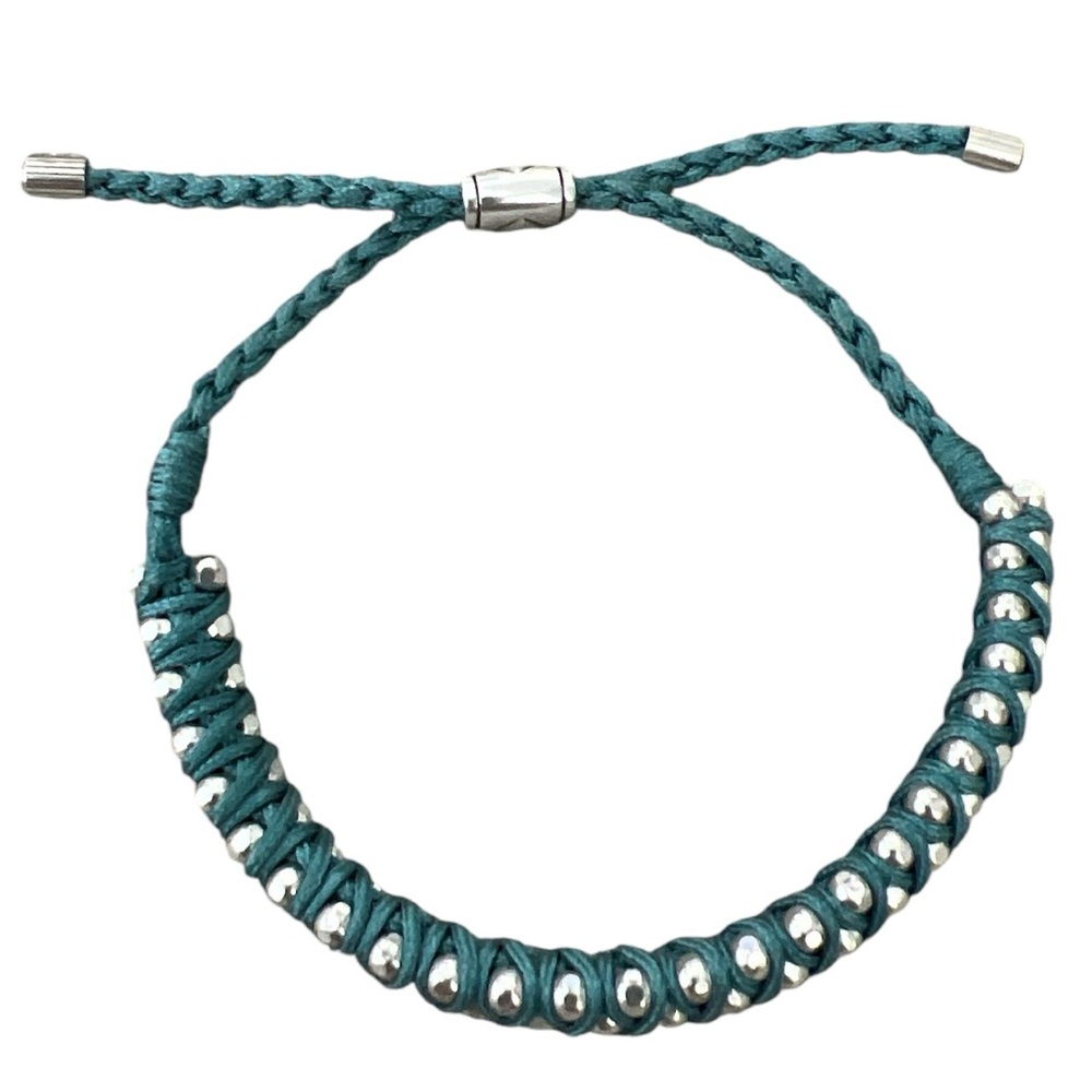 Brighton Womens Braided Bracelet, UGC, Color-Silver/Turquoise